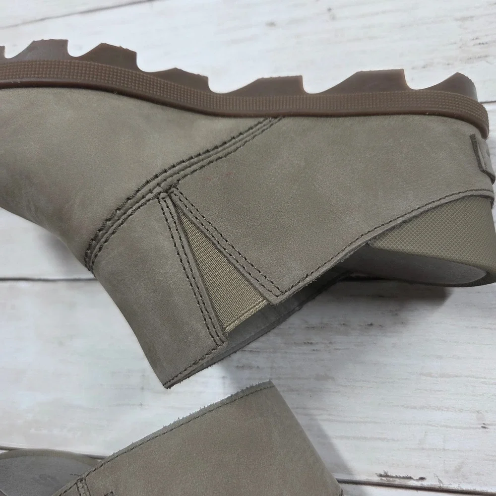 Sorel Joanie II Mule Sandal Peep Toe Wedge Women 8.5 Brown Grey NL3283-365